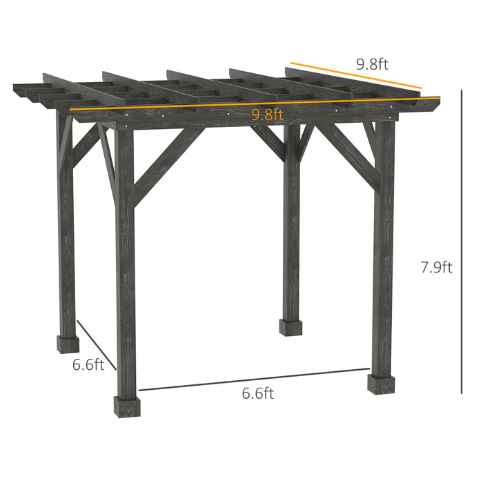 10x10 Wood Pergola Gazebo Outdoor for Patio Deck Garden Black