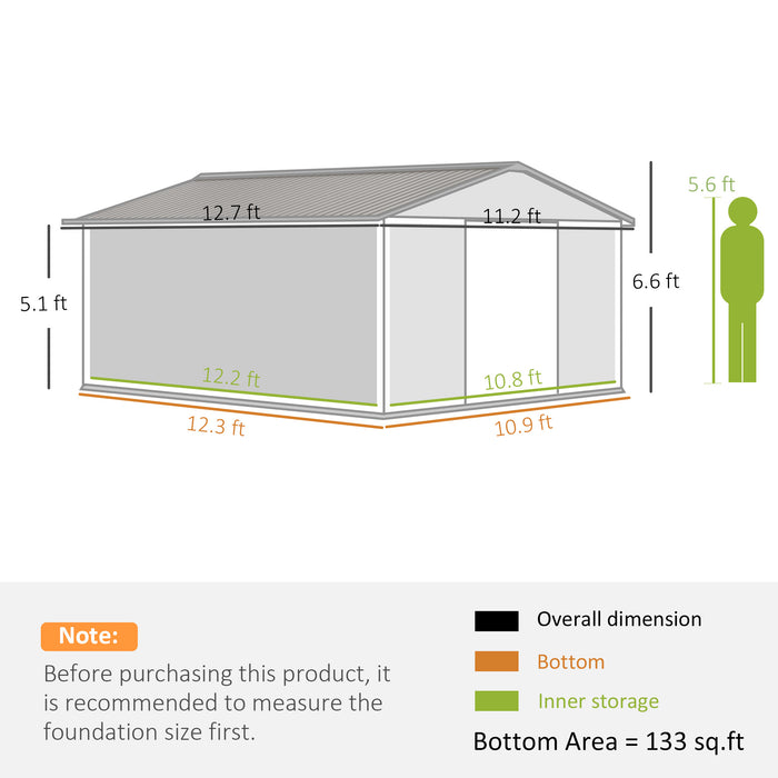 Metal Garden Shed Brown Storage Utility Double Locking Doors for Bike Yard Tools