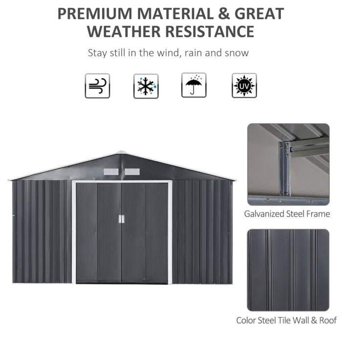 11' x 12.5' x 6.5' Outdoor Backyard Garden Tool Shed