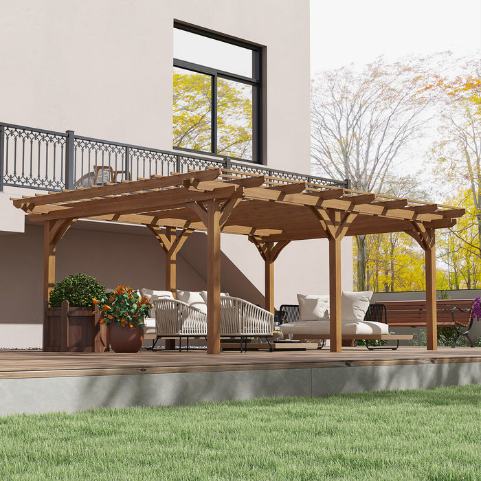 12' x 16' Outdoor Pergola Grape Trellis, Wood Gazebo with Stable Structure for Garden, Patio, Backyard, Deck