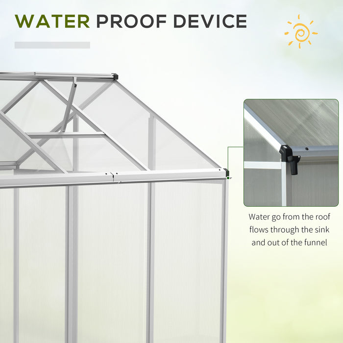 Greenhouse Portable Walk-In Greenhouse with Roof Vent and Rain Gutter for Plants, Herbs and Vegetables - 6' L x 6' W x 6.4' H