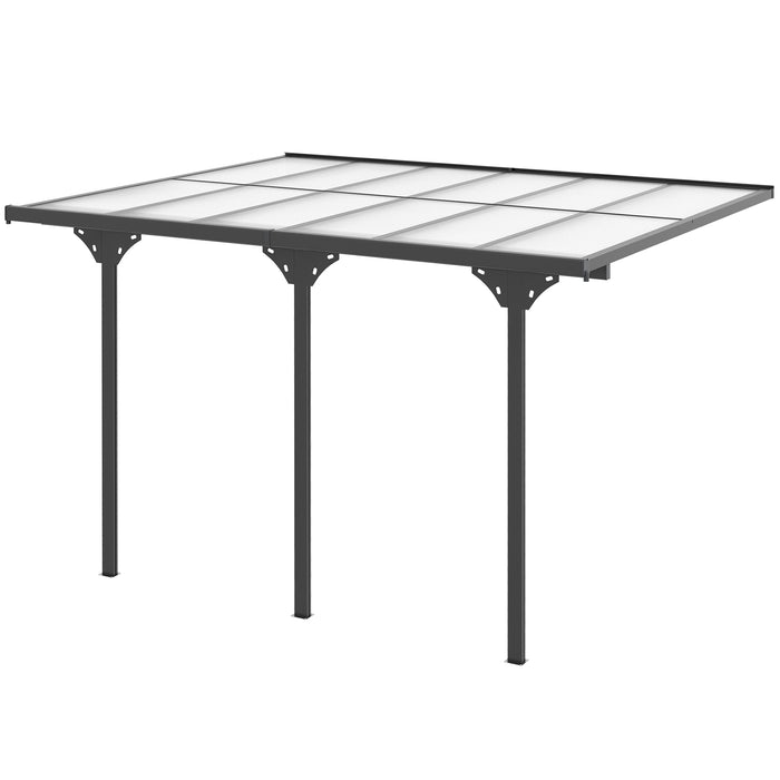 12x10 Pergola Gazebo, Polycarbonate, UV-Fighting Panels, Water-Resistant, Adjustable Adjustable Dimensions, Hardtop, Gray