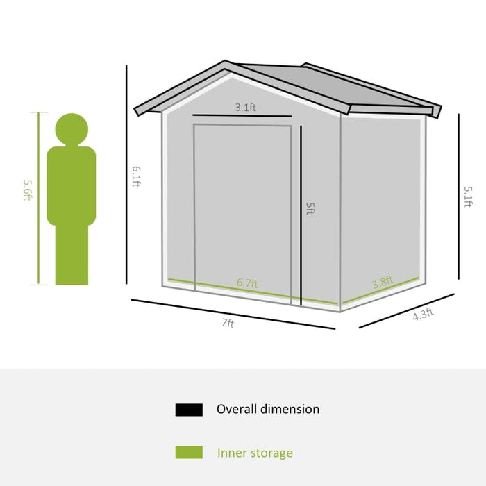 7' x 4' x 6' Steel Outdoor Shed Organizer - 845-030YL