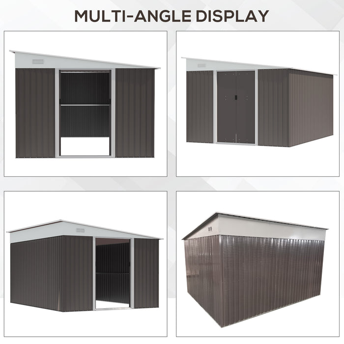 Metal Garden Shed 11x9 ft Outdoor Storage with Sliding Doors & Air Vents Gray