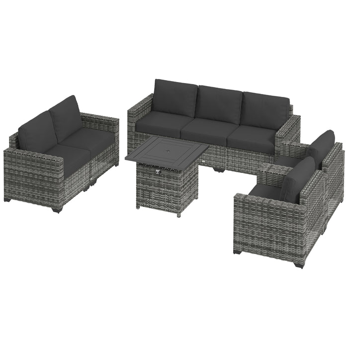 Outsunny Patio Furniture Set, Cushions, Sofa, Storage Table, Gray