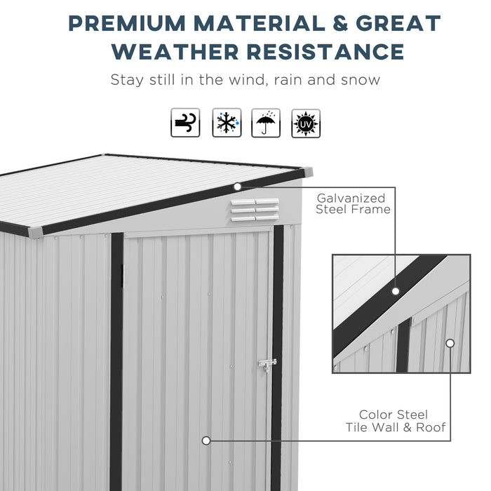 Outsunny Outdoor Storage Shed 4x6 ft Lean-to Design with Lockable Door and Vents for Garden Tools Patio Lawn White