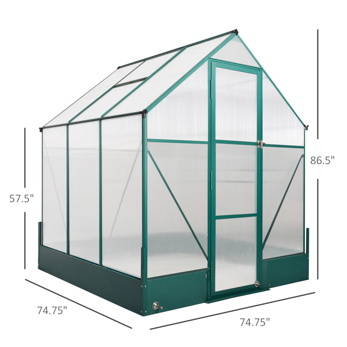 6' x 6' x 7' Polycarbonate Greenhouse, Small Greenhouse Kit for Backyard/Outdoor with Temperature Controlled Window