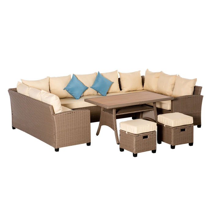 Outsunny Stylish Patio Suite: 6PC Woven PE Rattan Lounge Set with Cushions, Coffee Table