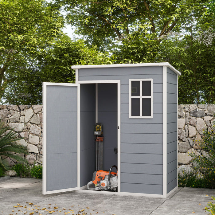 5x3 Gray Outdoor Storage Shed with Lockable Doors Vent Metal Utility Tool Shed for Backyard Patio