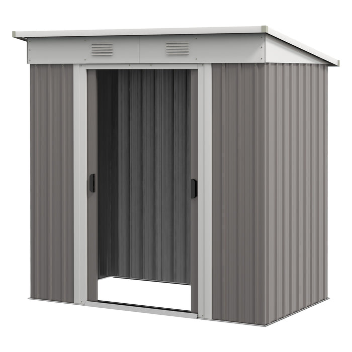 6' x 4' Metal Garden Shed, Backyard Tool Storage Shed with Dual Locking Doors, 2 Air Vents and Steel Frame for Garden Backyard Lawn, Gray