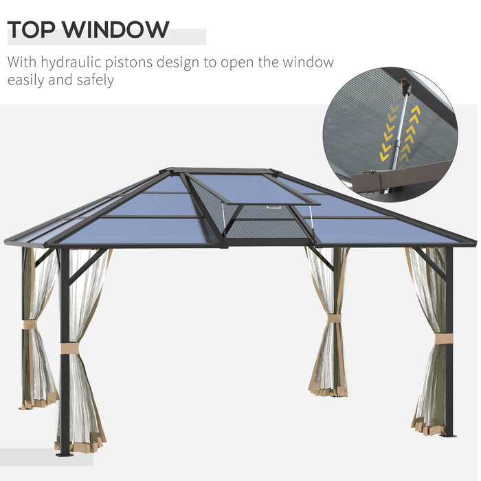 Hardtop Gazebo 14x12 with Polycarbonate Canopy Aluminum Frame Grey