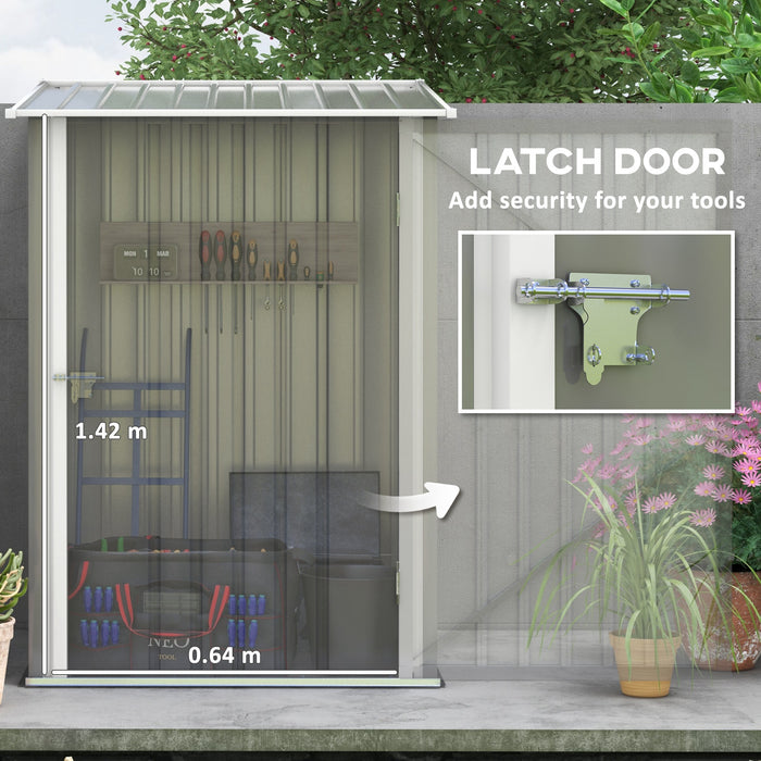 Lean-to Garden Storage Shed 3.3x3.4 ft Galvanized Steel with Lockable Door Gray