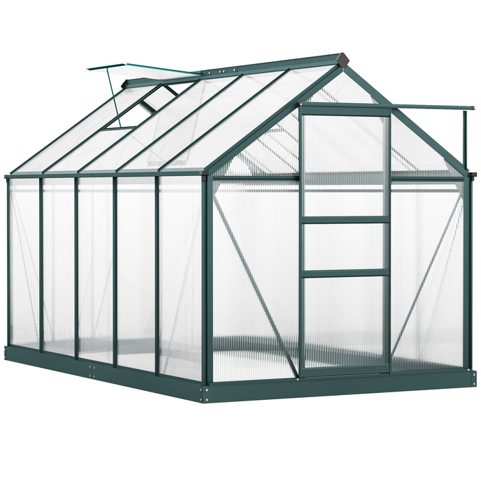 10' x 6' x 7' Garden Greenhouse for Backyard/Outdoor Use with Window and Door, Aluminum Frame, PC Board