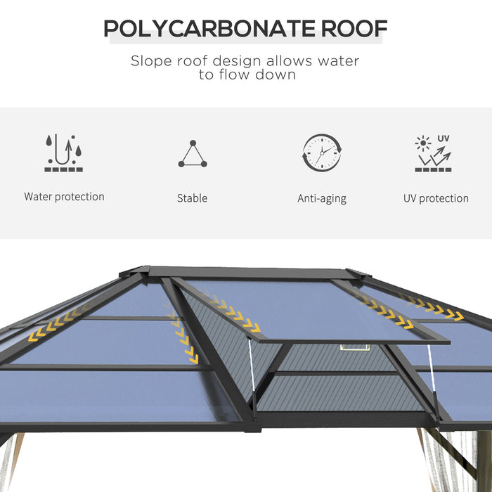 Hardtop Gazebo 14x12 with Polycarbonate Canopy Aluminum Frame Grey