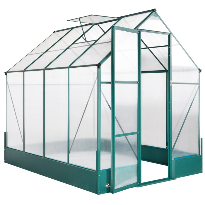 6' x 8' x 7' Walk-in Polycarbonate Greenhouse, Hobby Greenhouse for Backyard/Outdoor with Temperature Controlled Window