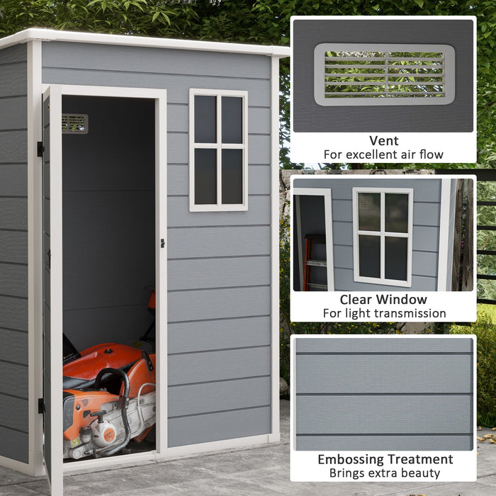 5x3 Gray Outdoor Storage Shed with Lockable Doors Vent Metal Utility Tool Shed for Backyard Patio