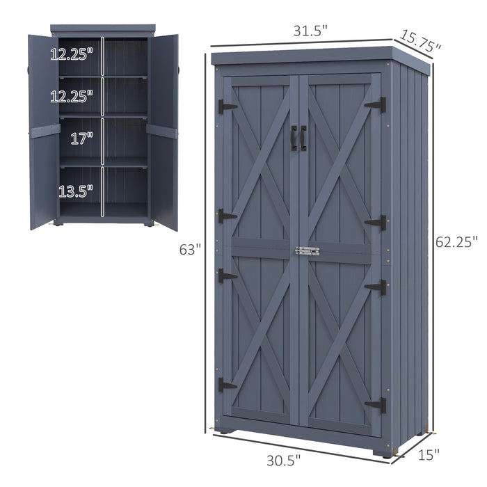 Garden Shed Gray Outdoor Storage Cabinet with Waterproof Galvanized Roof Lockable Door for Secure Storage