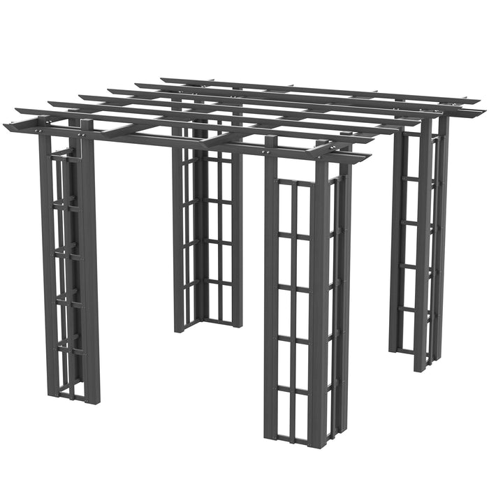 9' x 9' Vinyl Pergola, PVC Outdoor Gazebo Grape Trellis, for Garden, Patio, Backyard, Deck