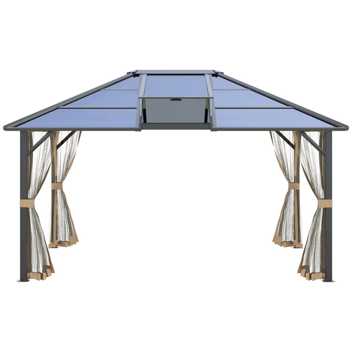 Hardtop Gazebo 14x12 with Polycarbonate Canopy Aluminum Frame Grey