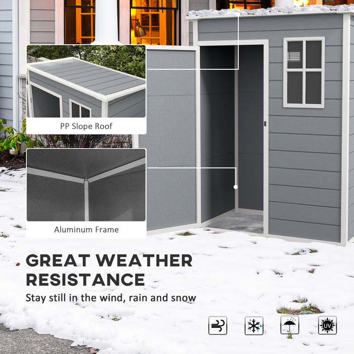 5x3 Gray Outdoor Storage Shed with Lockable Doors Vent Metal Utility Tool Shed for Backyard Patio