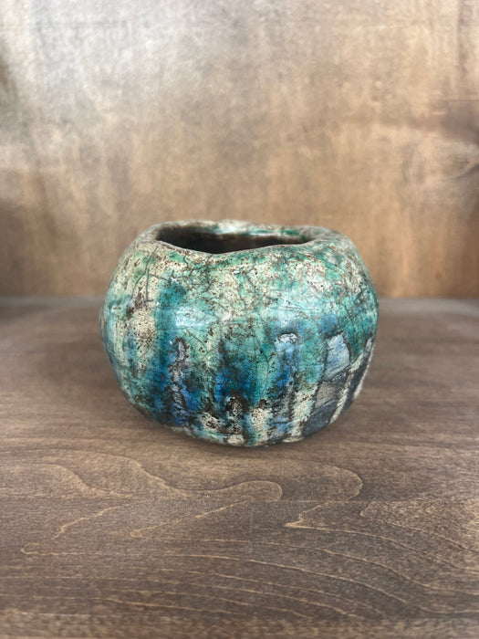 Handmade Clay Bowl Blue Glazing