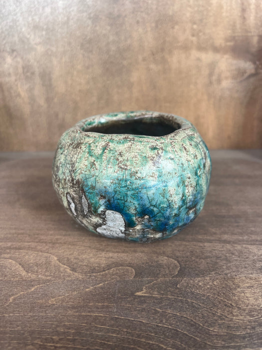 Handmade Clay Bowl Blue Glazing