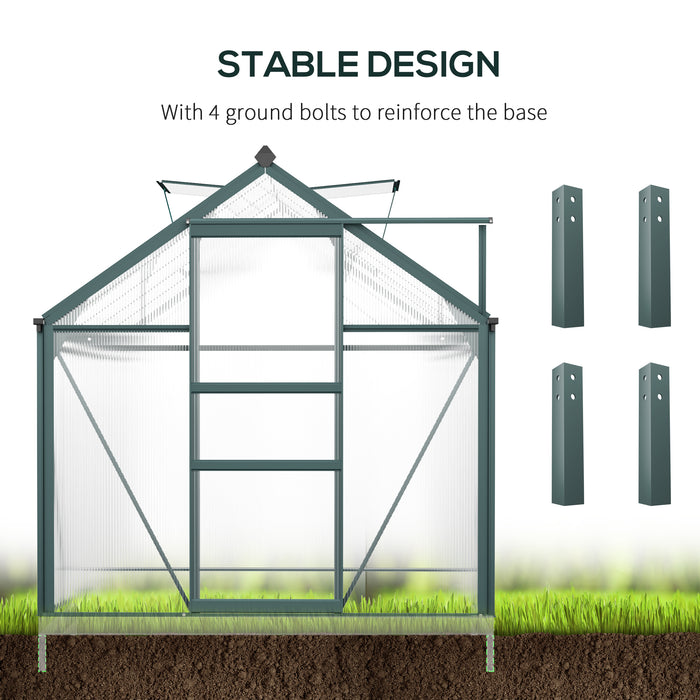 10' x 6' x 7' Garden Greenhouse for Backyard/Outdoor Use with Window and Door, Aluminum Frame, PC Board