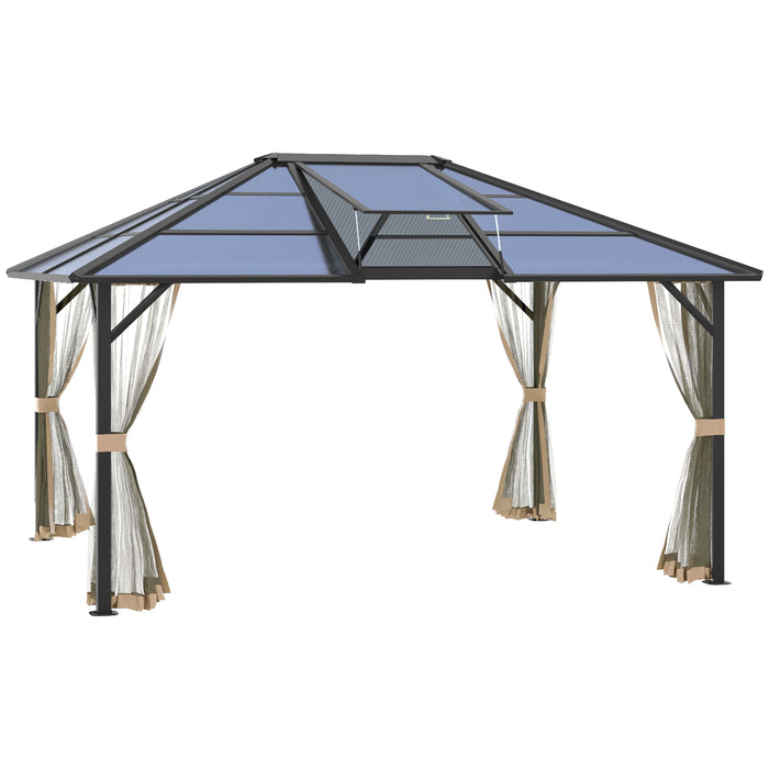 Hardtop Gazebo 14x12 with Polycarbonate Canopy Aluminum Frame Grey