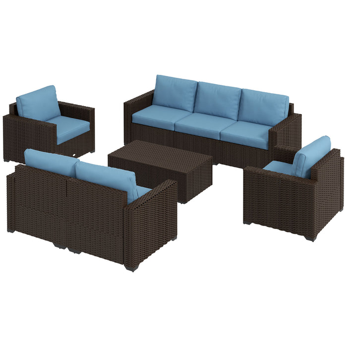 Outsunny Patio Furniture Set with Cushions Sofa Storage Table for Outdoor Living Space Comfort Blue