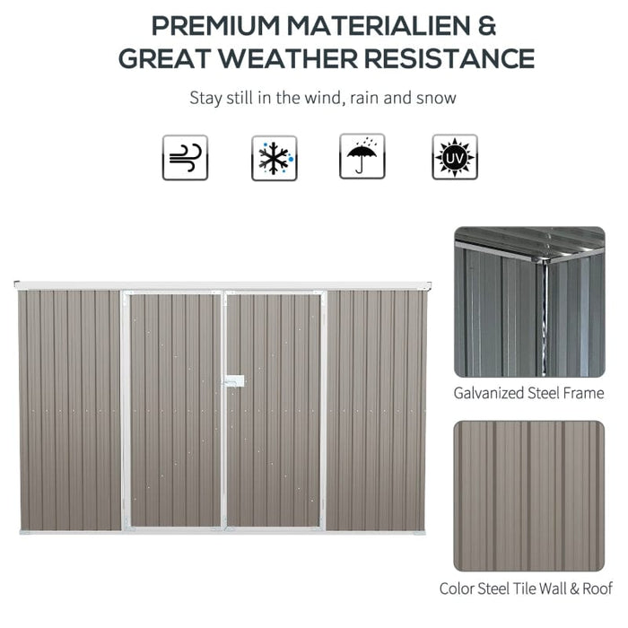 11' x 6' x 6' Steel Garden Storage Shed - 845-680CG