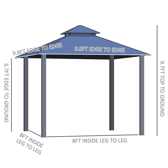 10' x 10' Hardtop Gazebo with Aluminum Frame, Polycarbonate Gazebo Canopy with Curtains, Netting for Garden, Patio, Backyard, Gray