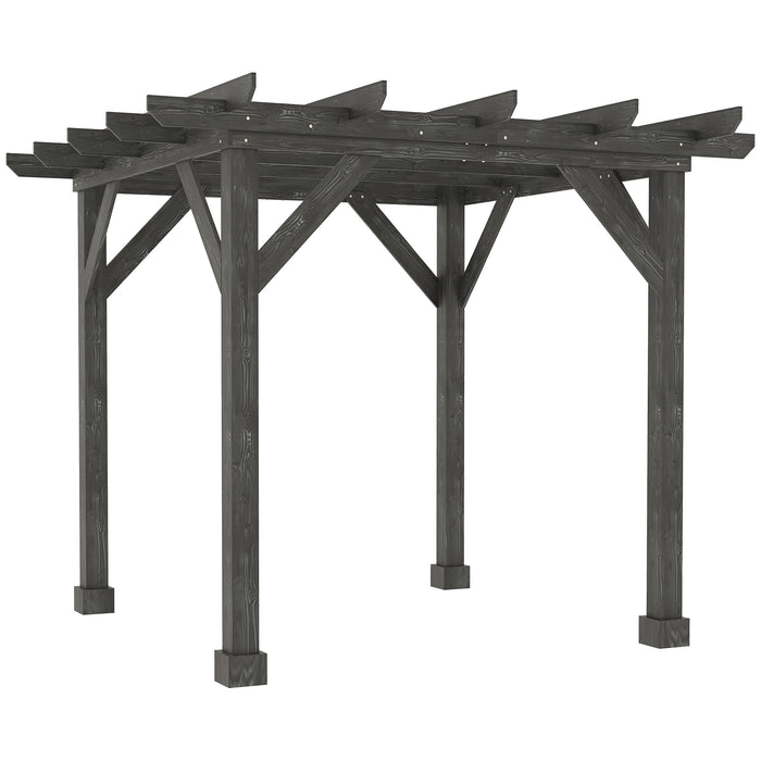 10x10 Wood Pergola Gazebo Outdoor for Patio Deck Garden Black