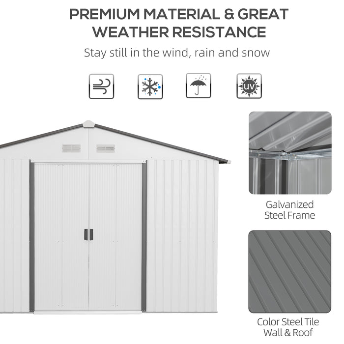 Outsunny Outdoor Tool Shed: 11x9' Metal with Sliding Doors & Vents for Patio/Backyard