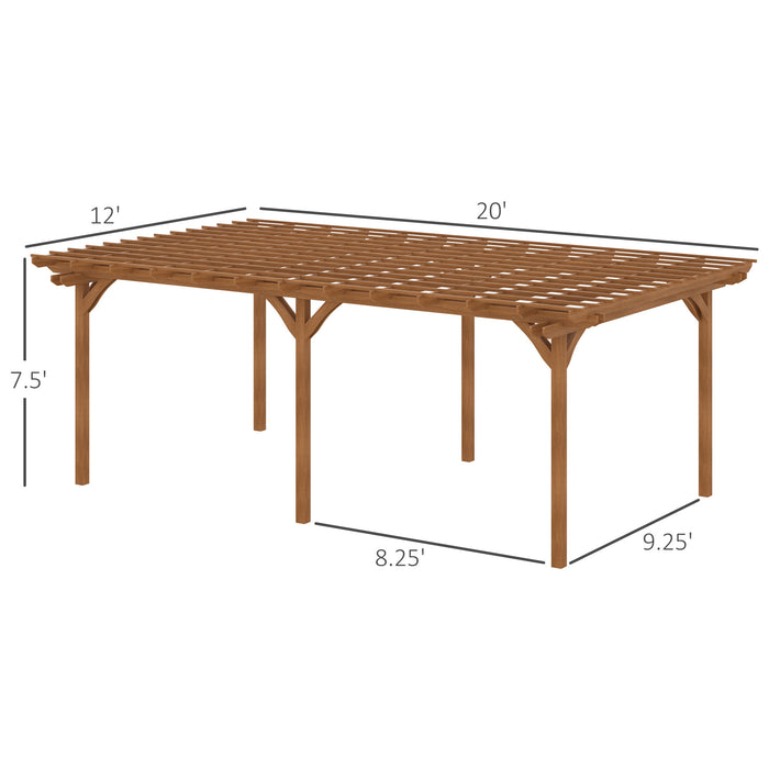 20' x 12' Outdoor Pergola, Wood Gazebo Grape Trellis with Stable Structure for Garden, Patio, Backyard, Deck