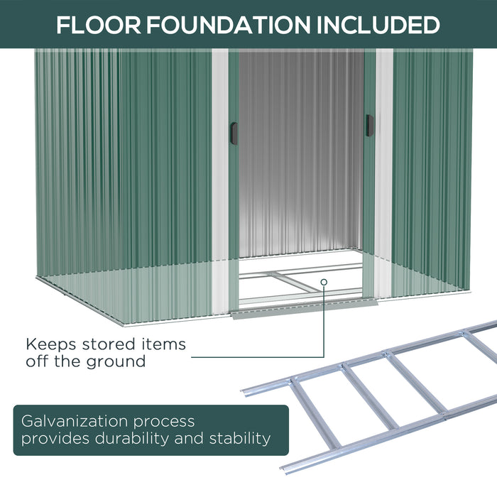 Metal Outdoor Storage Shed 7x4 Lockable Garden Tool Shed Dark Green