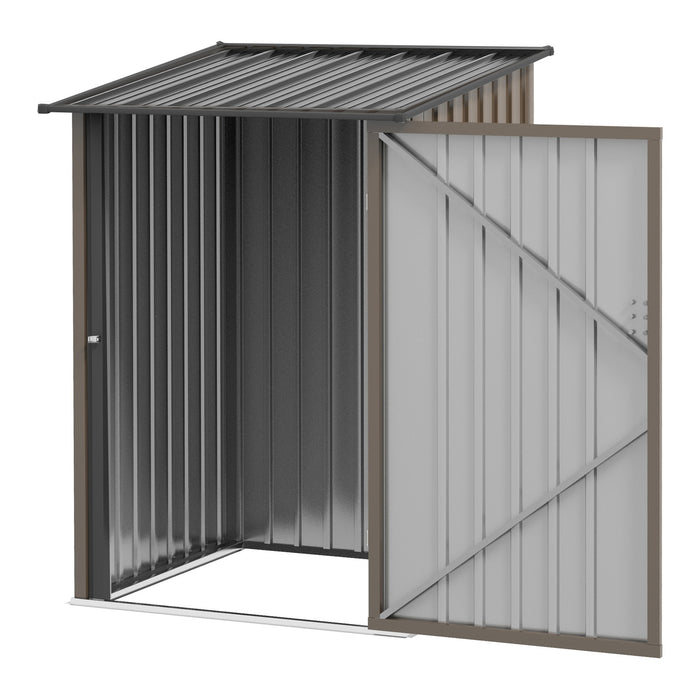 Lean-to Garden Storage Shed 3.3x3.4 ft Galvanized Steel with Lockable Door Brown