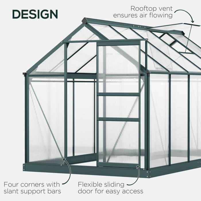 10' x 6' x 7' Garden Greenhouse for Backyard/Outdoor Use with Window and Door, Aluminum Frame, PC Board