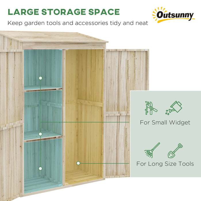 Garden Shed Wooden Tool Storage Double Doors Tilted Roof 47x22.5x72 Natural