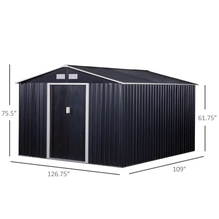 11' x 9' Metal Garden Shed Utility Tool Storage - 845-031V02