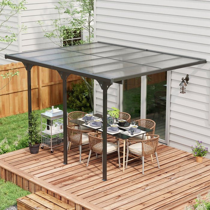 12x10 Pergola Gazebo, Polycarbonate, UV-Fighting Panels, Water-Resistant, Adjustable Adjustable Dimensions, Hardtop, Gray