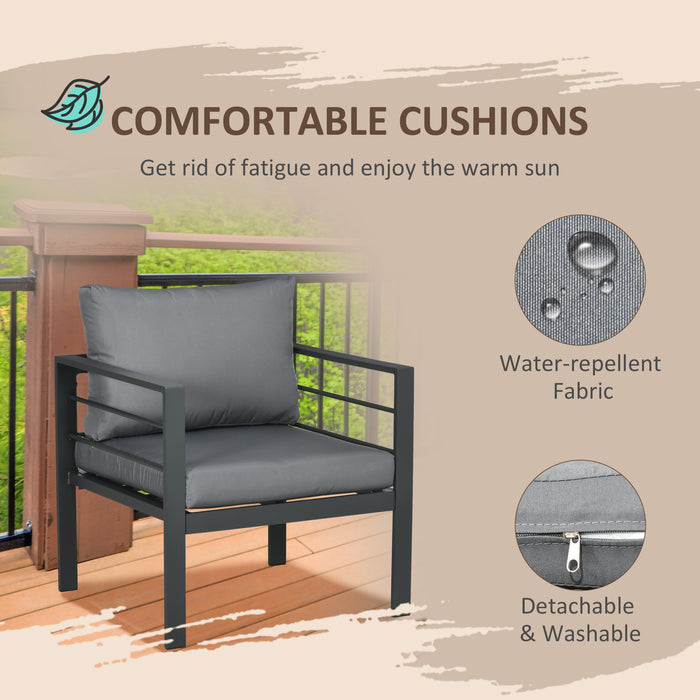 Conversation Oasis: 4-Piece Water-Resistant Patio Furniture Set with Sofa, Chairs & Table