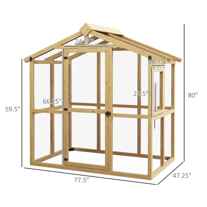 Outsunny Walk-in Polycarbonate Greenhouse Green House with Automatic Temperature Window and Lockable Door, 6.5' x 4' x 6.7'