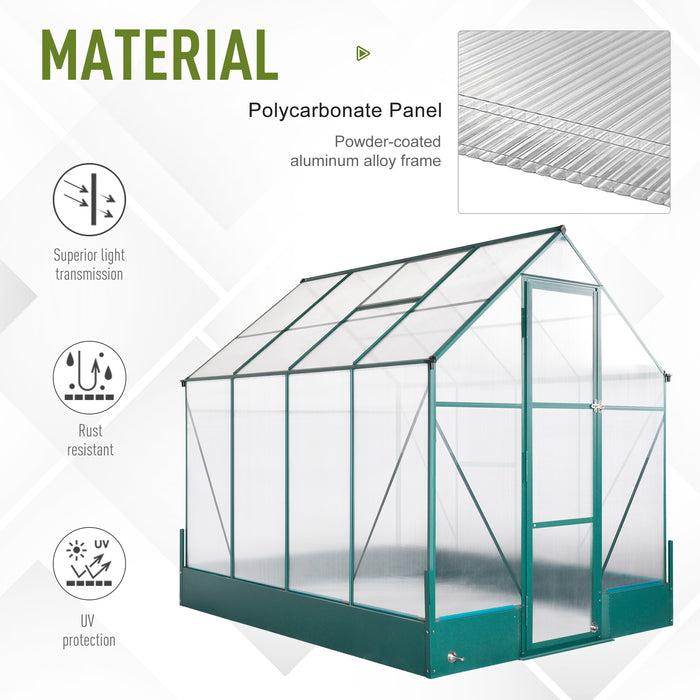 6' x 8' x 7' Walk-in Polycarbonate Greenhouse, Hobby Greenhouse for Backyard/Outdoor with Temperature Controlled Window