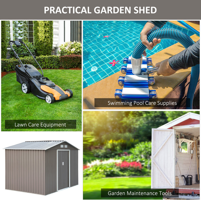 Garden Storage Sheds Outdoor Metal Gray 9.1'L x 6.4'W x 6.3'H