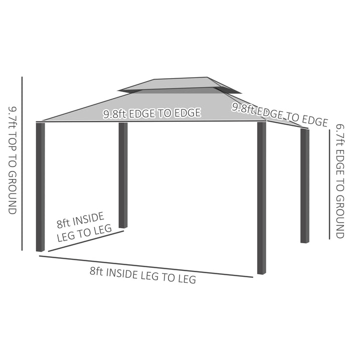 10x10 Aluminum Hardtop Gazebo Outdoor Shelter with Polycarbonate Canopy Curtains Netting Black