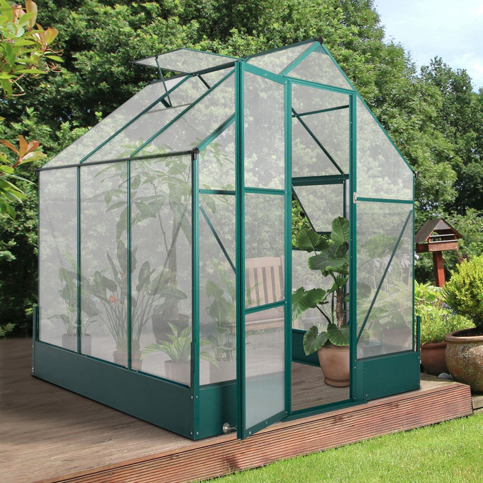 6' x 6' x 7' Polycarbonate Greenhouse, Small Greenhouse Kit for Backyard/Outdoor with Temperature Controlled Window