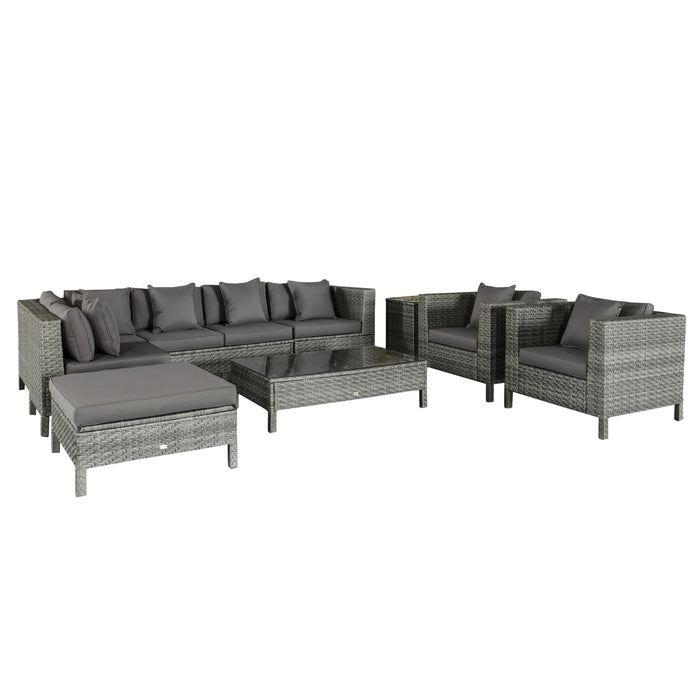 9-Piece Patio Furniture Sets Outdoor Conversation Sets, Sofa with Removable Cushion, Footstool and Coffee table