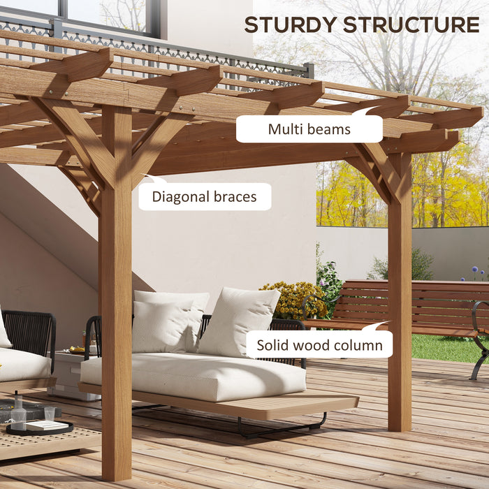 12' x 16' Outdoor Pergola Grape Trellis, Wood Gazebo with Stable Structure for Garden, Patio, Backyard, Deck