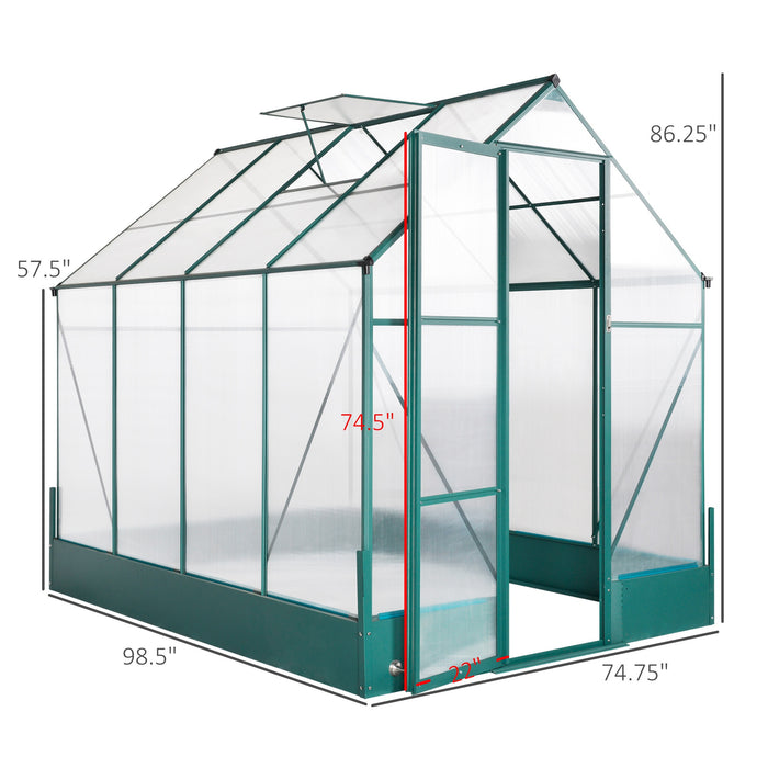 6' x 8' x 7' Walk-in Polycarbonate Greenhouse, Hobby Greenhouse for Backyard/Outdoor with Temperature Controlled Window