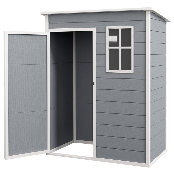 5x3 Gray Outdoor Storage Shed with Lockable Doors Vent Metal Utility Tool Shed for Backyard Patio